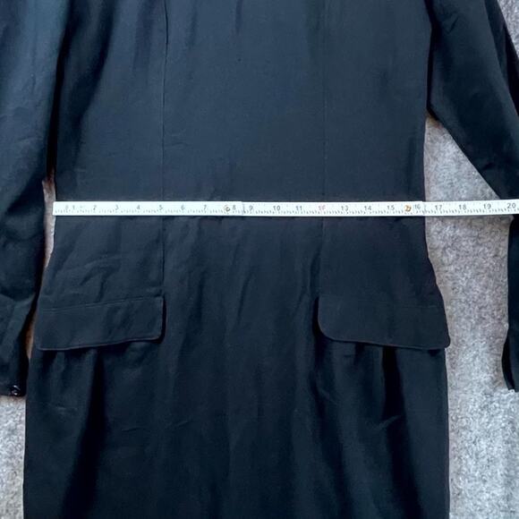 Vintage Moods by Krizia Shift Dress Womens 10 Black 80s Mod Minimalist Sleek - Picture 5 of 6